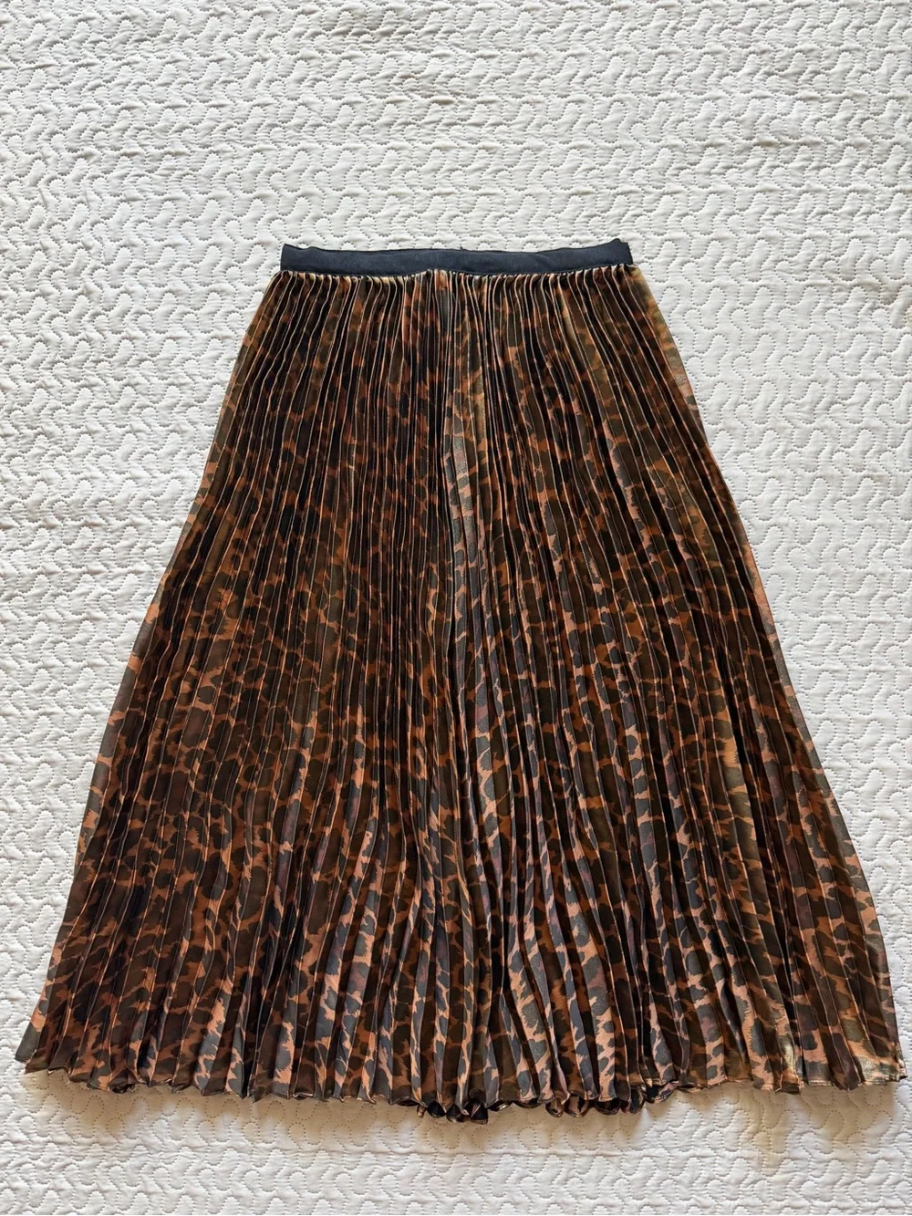 J. Crew NWT Metallic Pleated Leopard Print Midi Skirt - Brown Size 00